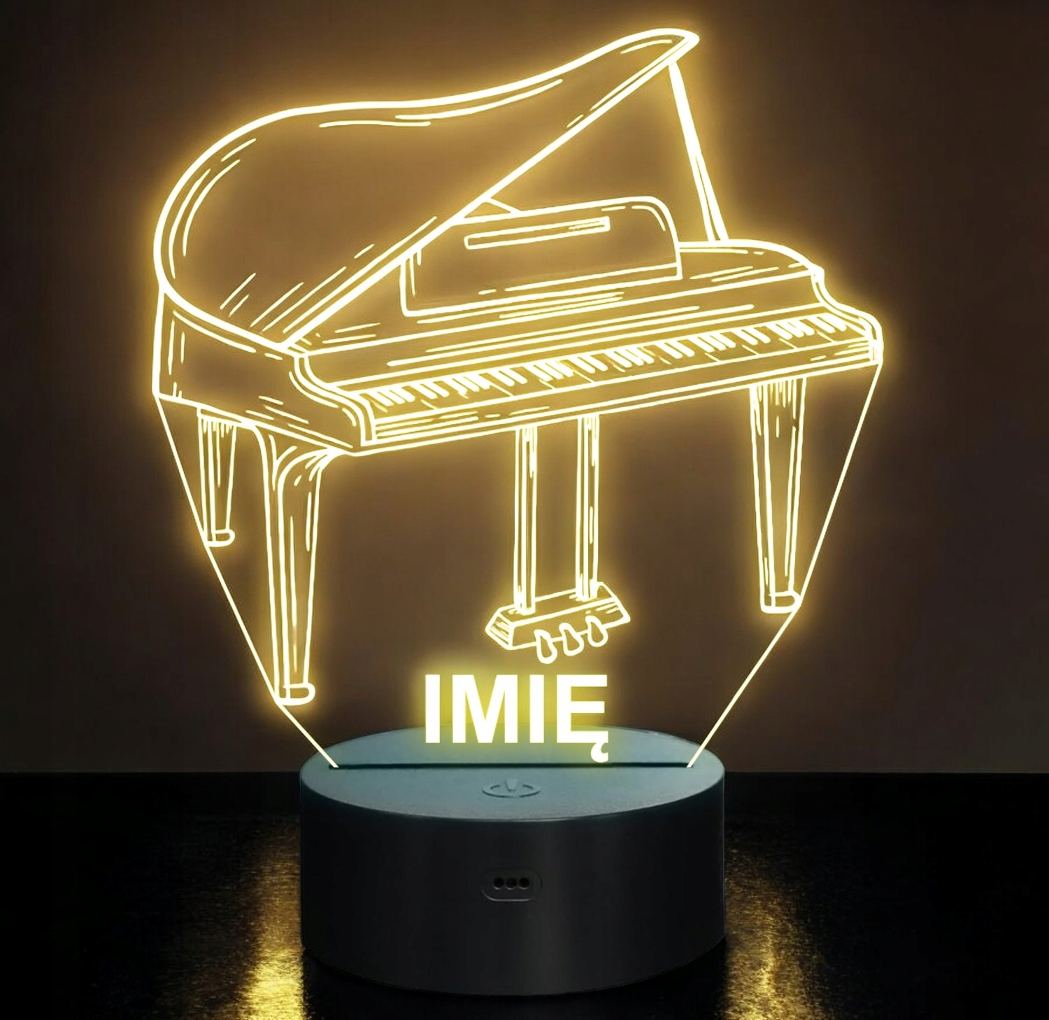 Lampka Nocna LED Imię Statuetka Fortepian Instrument na Prezent Grawer Lampka Nocna LED Imię Statuetka Fortepian Instrument na Prezent Grawer