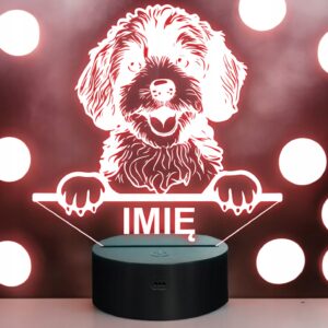 Lampka Nocna LED Cavapoo Rasa Psa z Imieniem na Prezent