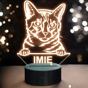 Lampka Nocna LED California Spangled Rasa Kota z Imieniem na Prezent