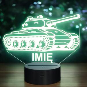 Lampka Nocna LED Imię Statuetka Czołg Wojskowy na Prezent Grawer v.1