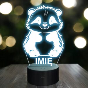 Lampka Nocna LED Z Imieniem Słodka Panda dla Dzieci na Prezent z Grawerem