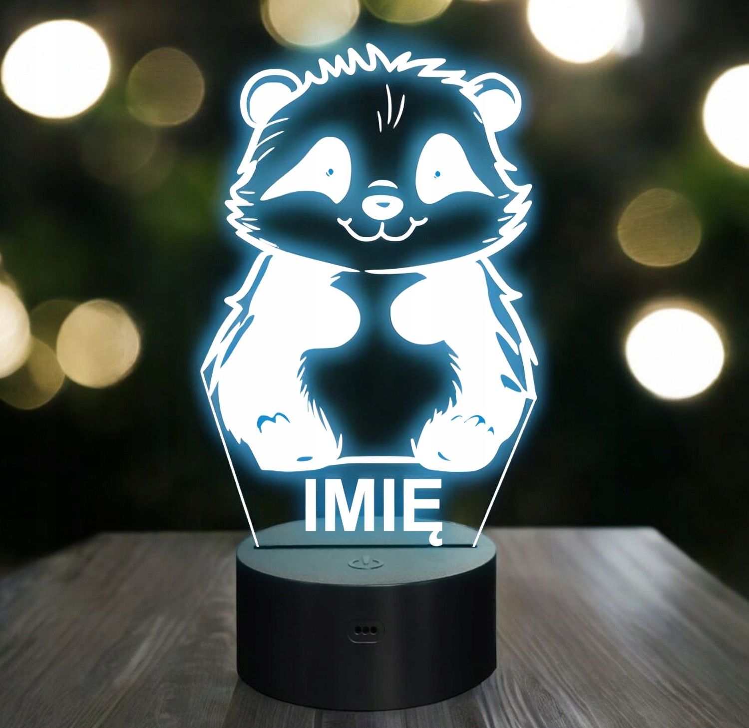 Lampka Nocna LED Z Imieniem Słodka Panda dla Dzieci na Prezent z Grawerem Lampka Nocna LED Z Imieniem Słodka Panda dla Dzieci na Prezent z Grawerem