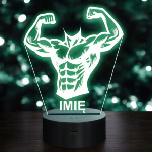 Lampka Nocna LED Imię Statuetka Sylwetka Kulturysta Siłownia Prezent Grawer