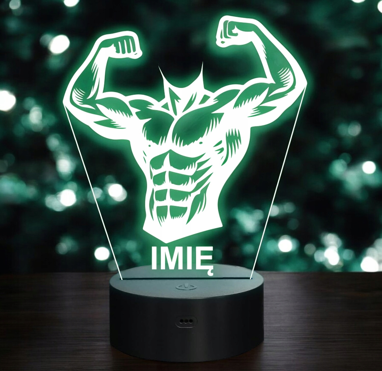 Lampka Nocna LED Imię Statuetka Sylwetka Kulturysta Siłownia Prezent Grawer Lampka Nocna LED Imię Statuetka Sylwetka Kulturysta Siłownia Prezent Grawer