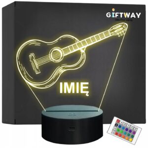 Lampka Nocna LED Imię Gitara Klasyczna Akustyczna Prezent Grawer v.2