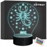 Lampka Nocna Skorpion LED Znak Zodiaku Horoskop z Imieniem Prezent Grawer