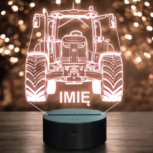 Lampka Nocna LED Imię Statuetka Traktor Rolnik na Prezent Grawer v.2