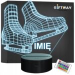 Lampka Nocna LED 3D Z Imieniem Grawer Łyżwy Na Prezent Personalizowana