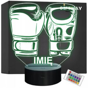 Lampka Nocna LED Z Imieniem Grawer Rękawice Bokserskie Boks Sport Prezent