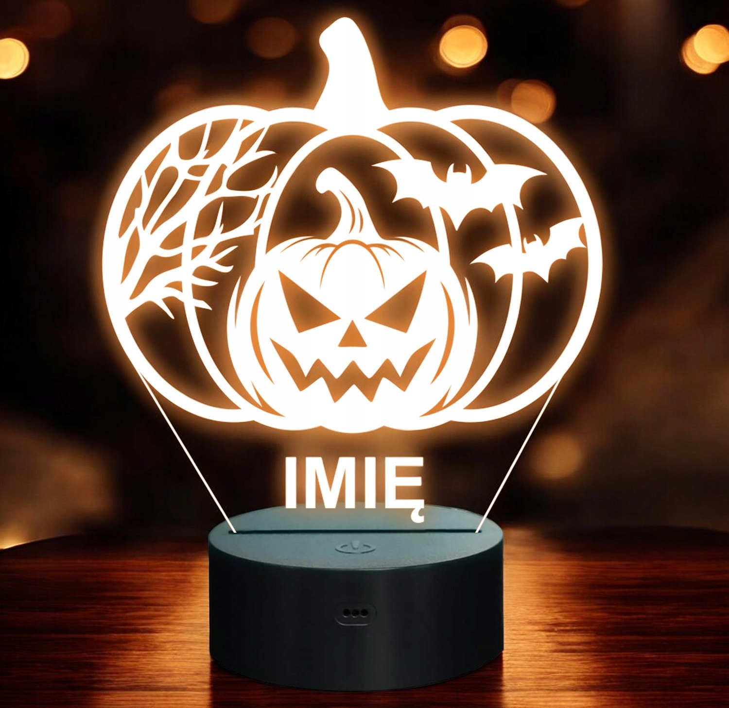 Lampka Nocna LED Imię Statuetka Halloween Straszna Dynia na Prezent Grawer Lampka Nocna LED Imię Statuetka Halloween Straszna Dynia na Prezent Grawer