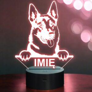 Lampka Nocna LED Owczarek niemiecki Rasa Psa z Imieniem na Prezent v.1