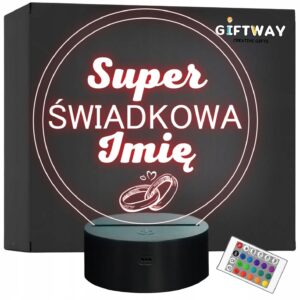 Lampka Nocna LED Statuetka Super Świadkowa na Prezent Grawer