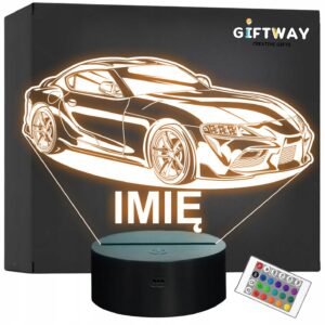 Lampka Nocna LED Imię Statuetka Samochód Auto Sportowe na Prezent Grawer v2