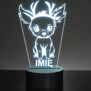 Lampka Nocna LED Z Imieniem Słodki Jeleń Jelonek dla Dzieci na Prezent