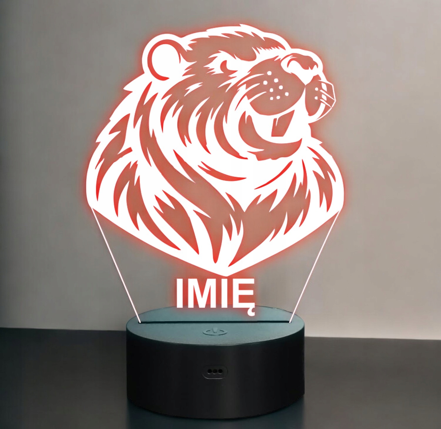 Lampka Nocna LED Statuetka Bóbr z Imieniem Prezent Grawer Lampka Nocna LED Statuetka Bóbr z Imieniem Prezent Grawer