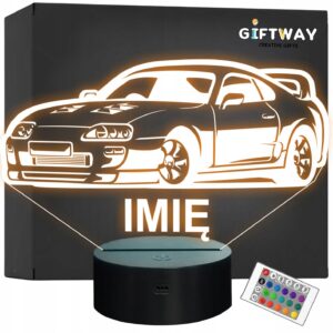 Lampka Nocna LED Imię Statuetka Samochód Auto Supra na Prezent Grawer