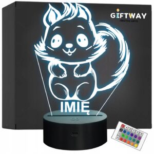 Lampka Nocna LED Z Imieniem Słodka Wiewiórka dla Dzieci na Prezent v.1