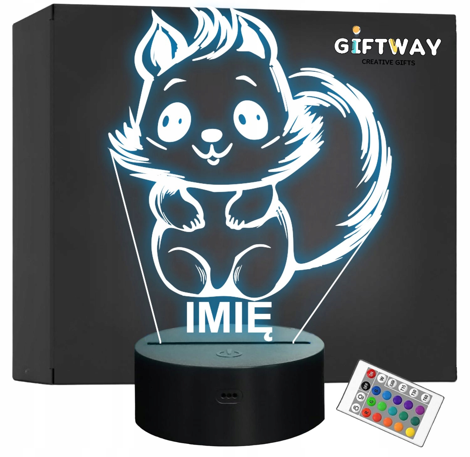 Lampka Nocna LED Z Imieniem Słodka Wiewiórka dla Dzieci na Prezent v.1 Lampka Nocna LED Z Imieniem Słodka Wiewiórka dla Dzieci na Prezent v.1