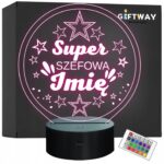 Lampka Nocna LED Statuetka Super Szefowa Praca na Prezent Grawer