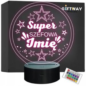 Lampka Nocna LED Statuetka Super Szefowa Praca na Prezent Grawer