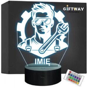 Lampka Nocna LED Statuetka Mechanik Samochodowy Zawód na Prezent Grawer v.1