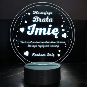 Lampka Nocna LED Statuetka Pamiątka dla Brata Rodzeństwa Prezent Grawer