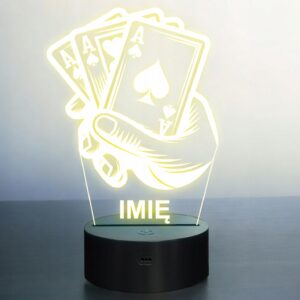 Lampka Nocna LED Statuetka Karty Brydż na Prezent Grawer v.4
