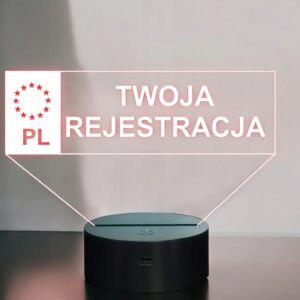 Lampka Nocna Led na Biurko Statuetka z Własną Rejestracją Auto Samochód
