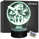 Lampka Nocna LED Statuetka Pilot Wojskowy Zawód Samolot Prezent Grawer v.1