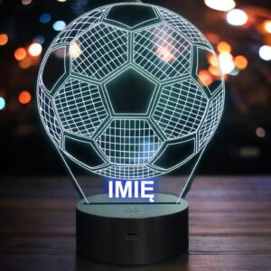 Lampka Nocna LED Z Imieniem Grawer Piłka Nożna Sport na Prezent