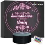Lampka Nocna LED Imię Pamiątka Podziękowania dla Świadkowej Prezent Grawer