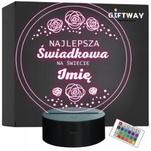 Lampka Nocna LED Imię Pamiątka Podziękowania dla Świadkowej Prezent Grawer