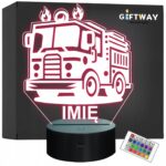 Lampka Nocna LED Imię Statuetka Wóz Straż Pożarna na Prezent Grawer v.8