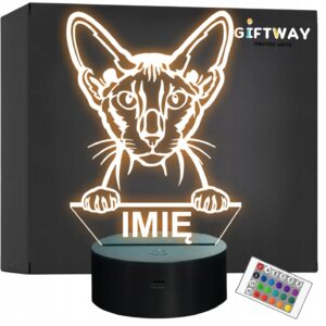 Lampka Nocna LED Peterbald Rasa Kota z Imieniem na Prezent