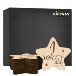 Drewniane Tabliczki Miesiące do Zdjęć Dziecka Pierwszy Rok Gwiazdki Misie