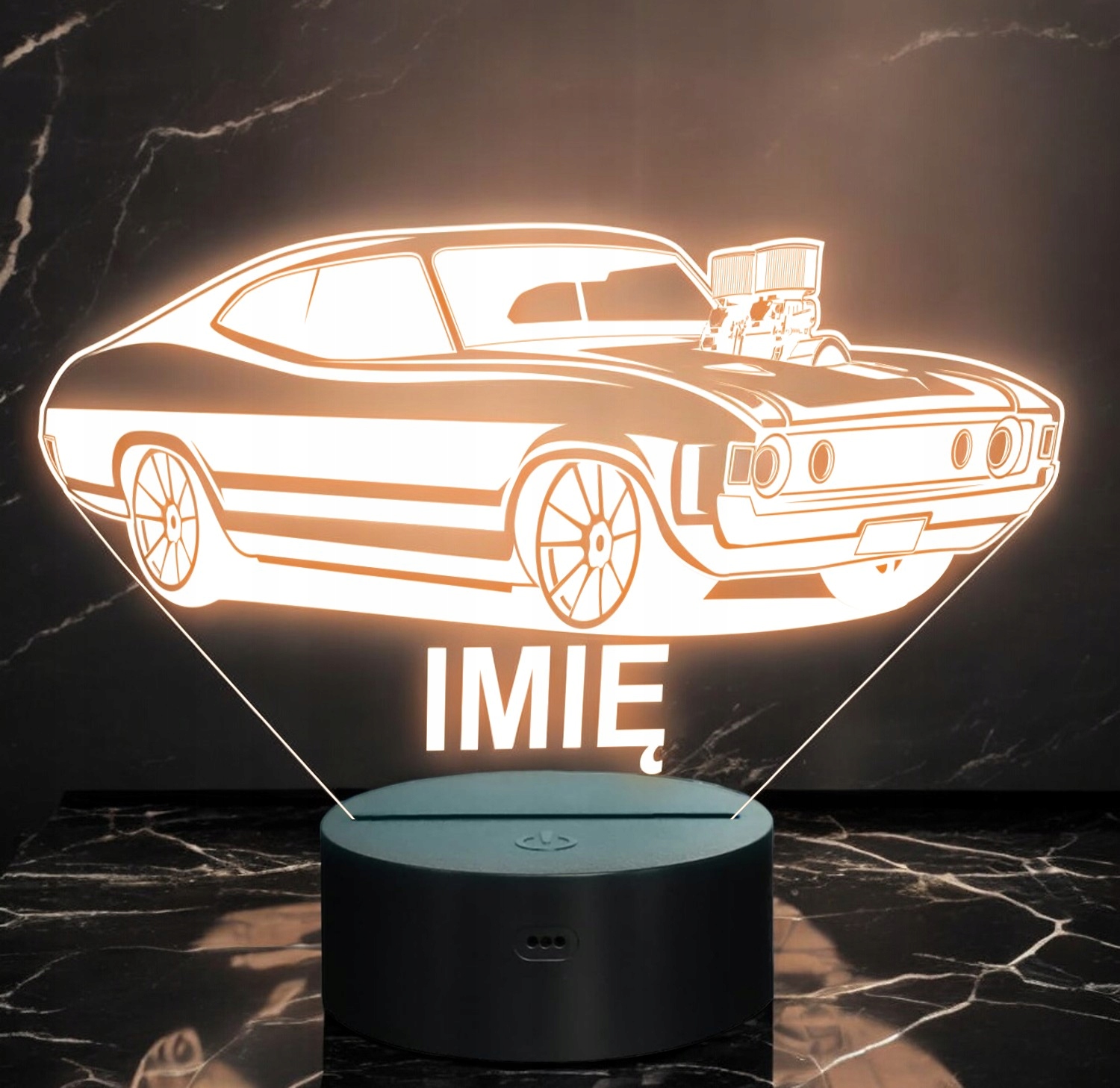 Lampka Nocna LED Imię Statuetka Samochód Auto Charger Retro Prezent Grawer Lampka Nocna LED Imię Statuetka Samochód Auto Charger Retro Prezent Grawer