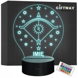 Lampka Nocna Strzelec LED Znak Zodiaku Horoskop z Imieniem Prezent Grawer