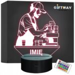 Lampka Nocna LED Imię Statuetka Zawód Barista na Prezent Grawer