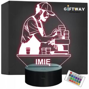 Lampka Nocna LED Imię Statuetka Zawód Barista na Prezent Grawer