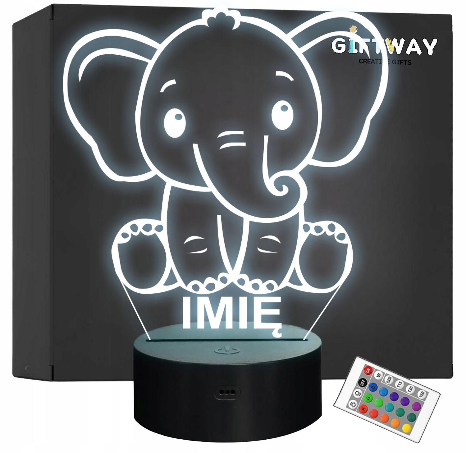 Lampka Nocna LED Z Imieniem Słoń Słonik dla Dzieci na Prezent Lampka Nocna LED Z Imieniem Słoń Słonik dla Dzieci na Prezent