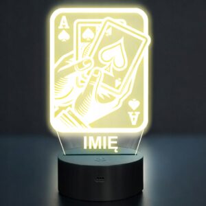 Lampka Nocna LED Statuetka Karty Brydż na Prezent Grawer v.3