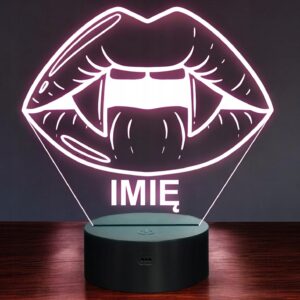Lampka Nocna LED Imię Statuetka Usta Kły Wampir Pastel Goth Prezent Grawer