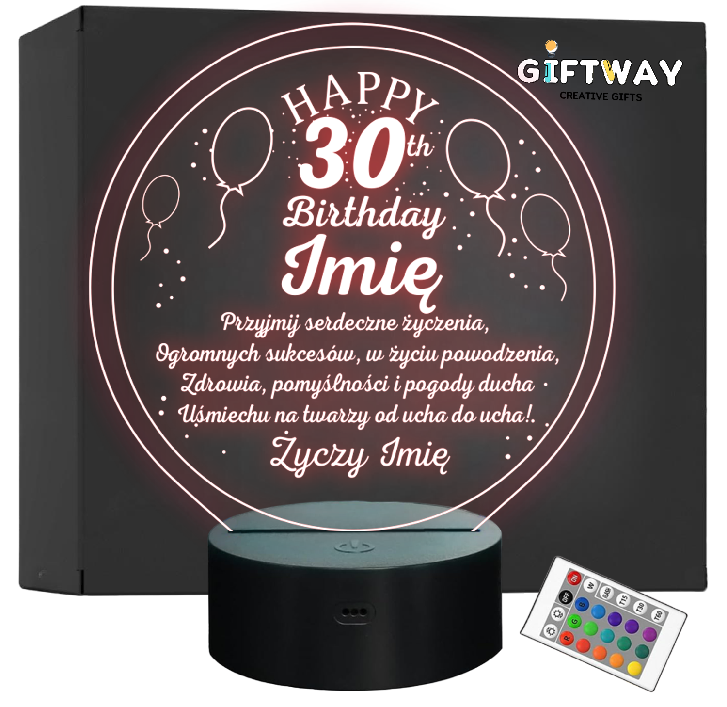 Lampka Nocna LED Prezent na 30 Urodziny Pamiątka Statuetka z Grawerem Lampka Nocna LED Prezent na 30 Urodziny Pamiątka Statuetka z Grawerem