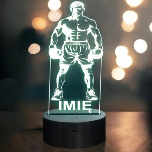 Lampka Nocna LED Z Imieniem Grawer Bokser Boks Sport na Prezent v.1