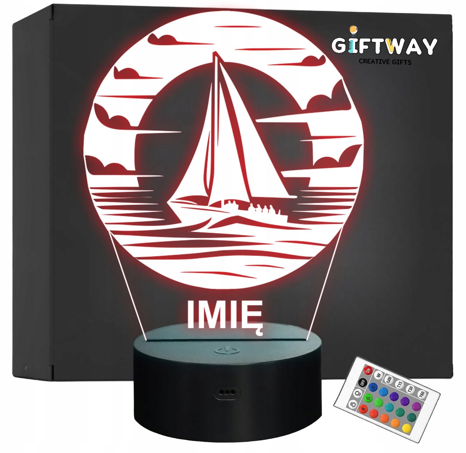 Lampka Nocna LED Statuetka Żeglowanie Żagiel Aktywność Prezent Grawer Lampka Nocna LED Statuetka Żeglowanie Żagiel Aktywność Prezent Grawer