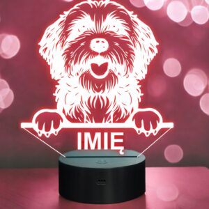 Lampka Nocna LED Hawańczyk Rasa Psa z Imieniem na Prezent