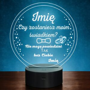 Lampka Nocna LED Statuetka Pytanie o Świadkowanie Świadek na Prezent Grawer