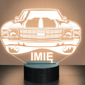 Lampka Nocna LED Imię Statuetka Samochód Auto Retro na Prezent Grawer