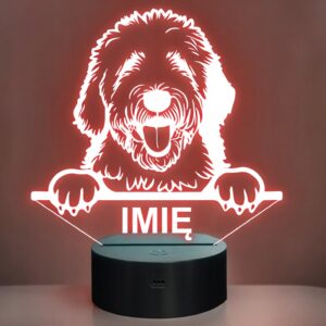 Lampka Nocna LED Old english sheepdog Rasa Psa z Imieniem na Prezent