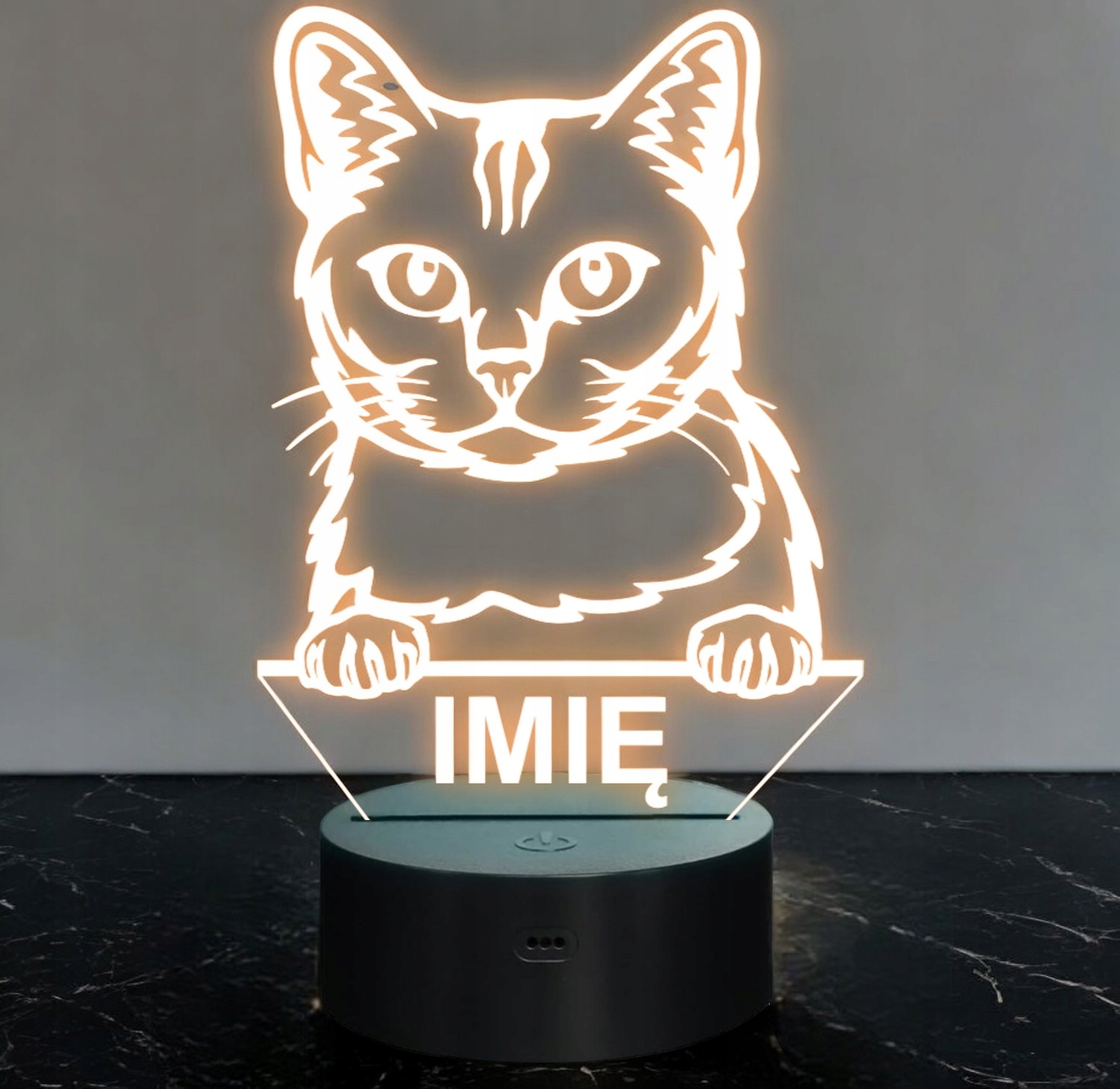 Lampka Nocna LED Burmilla Rasa Kota z Imieniem na Prezent Lampka Nocna LED Burmilla Rasa Kota z Imieniem na Prezent